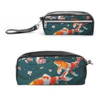 FHESDCW Trousse à crayons porte-bonheur de grande capacité avec fermeture éclair, trousse à maquillage étanche à suspendre pour voyage, trousse à crayons en cuir vintage pour homme et femme