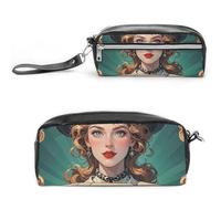 FHESDCW Trousse à crayons pour femme - Grande capacité - Avec fermeture éclair - Étanche - Pour voyage - En cuir vintage - Pour homme et femme