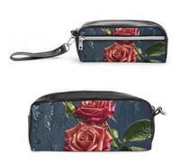 FHESDCW Trousse à crayons style shabby chic avec fermeture éclair - Grande capacité - Étanche - Pour voyage - En cuir vintage - Pour homme et femme