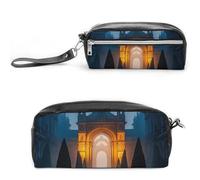 FHESDCW Trousse à crayons The Garden at Night de grande capacité avec fermeture éclair, trousse à maquillage étanche à suspendre pour voyage, trousse à crayons en cuir vintage pour homme et femme