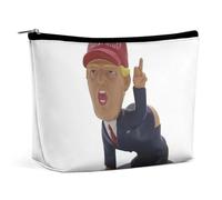 FHESDCW Trousse de maquillage Cartoon President pour femme en cuir synthétique étanche avec fermeture éclair - Organiseur de maquillage portable de voyage