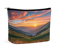 FHESDCW Trousse de maquillage Cloud Garden at Sunset pour femme en cuir synthétique imperméable avec fermeture éclair - Organiseur de maquillage portable de voyage