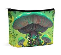 FHESDCW Trousse de maquillage en cuir synthétique imperméable avec fermeture éclair - Motif champignons et arbres de rêve