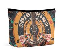 FHESDCW Trousse de maquillage en cuir synthétique imperméable avec fermeture éclair pour femme - Motif guitare basse