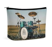 FHESDCW Trousse de maquillage imprimée de musique pour femme en cuir synthétique imperméable avec fermeture éclair - Organiseur de maquillage portable de voyage