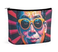 FHESDCW Trousse de maquillage intéressante pour femme en cuir synthétique imperméable avec fermeture éclair - Organiseur de maquillage portable de voyage