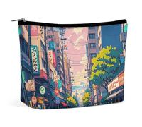 FHESDCW Trousse de maquillage japonaise en cuir synthétique imperméable avec fermeture éclair - Organiseur de maquillage portable pour femme