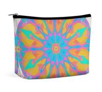 FHESDCW Trousse de maquillage mandala dégradée pour femme en cuir synthétique étanche avec fermeture éclair - Organiseur de maquillage portable de voyage