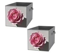 FHESDCW Une belle boîte de rangement pliable en forme de fleur avec poignées, cubes de rangement Oxford durables, 2 organiseurs de placard pliables pour la maison, l'étagère, le bureau, les voyages