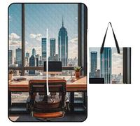 FHESDCW Urban Architecture Couverture de pique-nique avec sac fourre-tout à fermeture éclair, imperméable, portable, tapis d'extérieur léger et pliable pour la plage, le camping, le parc, 150 x 100 cm