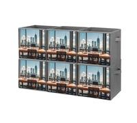 FHESDCW Urban Architecture Lot de 6 boîtes de rangement pliables avec poignées, cubes de rangement Oxford durables, pour la maison, l'étagère, le bureau, les voyages