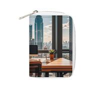 FHESDCW Urban Architecture - Porte-cartes en cuir pour homme et femme, porte-cartes de crédit avec 20 emplacements pour cartes, petit sac à main avec fermeture éclair