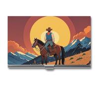 FHESDCW West Cowboy - Porte-cartes de visite professionnel pour homme et femme, avec fermeture à boucle, compact et portable pour employés de bureau, style, taille unique, classique
