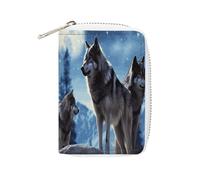 FHESDCW Wolfs Pochette en cuir pour cartes de crédit avec fermeture éclair et 20 emplacements pour cartes de débit, 16 x 11,5 cm, Style :, 16x11.5cm