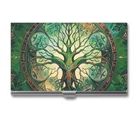 FHESDCW World Tree - Porte-cartes de visite professionnel pour homme et femme, avec fermeture à boucle, compact et portable pour employés de bureau, style, taille unique, classique