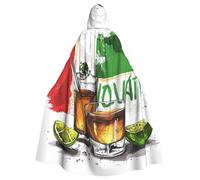 FHESDMN Cape à capuche imprimée drapeau mexicain et tequila pour adulte, unisexe, cape à capuche pour Halloween, fête, costume de Noël