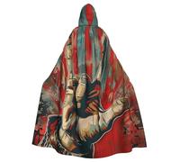 FHESDMN Cape à capuche imprimée Rock and Roll pour adulte, unisexe, cape de sorcière pour Halloween, fête, costume de Noël