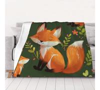 FHESDMN Couverture polaire en flanelle avec imprimé animal mignon et fleur de renard, couverture de canapé, couvertures épaisses et moelleuses, adaptées à toutes les saisons, 203,2 x 152,4 cm