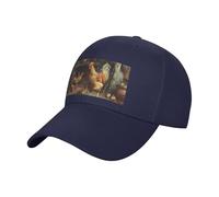 FHESDMN Roast Chicken Hen Farm Casquette de baseball imprimée - Chapeau de soleil réglable, casquettes de camionneur, casquette de sport de course à pied, chapeaux unisexes, bleu marine, 7 1/4 / 7 3/8