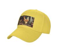 FHESDMN Roast Chicken Hen Farm Casquette de baseball imprimée - Chapeau de soleil réglable, casquettes de camionneur, casquette de sport de course à pied, chapeaux unisexes, jaune, 7 1/4 / 7 3/8