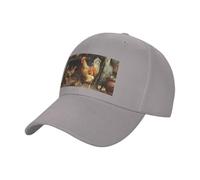 FHESDMN Roast Chicken Hen Farm Casquette de baseball imprimée - Chapeau de soleil réglable, casquettes de camionneur, casquette de sport de course à pied, chapeaux unisexes, gris, 7 1/4 / 7 3/8