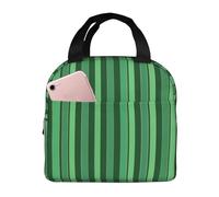FHESDMN Sac à déjeuner isotherme classique à rayures vertes pour adultes/enfants, boîte à déjeuner isotherme pour femme/homme - Boîte à déjeuner de travail et de voyage