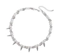 FHGSPQWM Artistics Collier avec perles mélangées cloutées en acier inoxydable robuste Longueur réglable pour concerts sorties Imitation bijoux