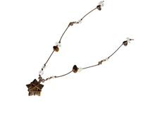 FHGSPQWM Bijou minimaliste en forme d'étoile avec nœud coulissant - Accessoire de perles pour une tenue décontractée ou formelle - Collier de perles en acrylique, Moyen, Comme décrit, Comme décrit.