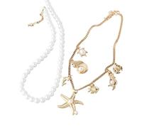 FHGSPQWM Collier à plusieurs rangées de perles et coquillages empilables pour tenues décontractées ou formelles