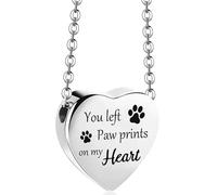 FHGSPQWM Collier classique en acier inoxydable avec pendentif en forme de cœur sculpté pour conserver les cendres d'un animal de compagnie perdu