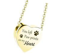 FHGSPQWM Collier classique en acier inoxydable avec pendentif en forme de cœur sculpté pour conserver les cendres d'un animal de compagnie perdu