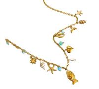 FHGSPQWM Collier élégant inspiré de la mer avec breloque en coquillage, étoile de mer, chaîne réglable pour un usage quotidien pour femme