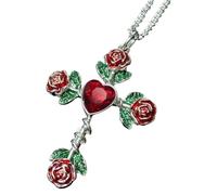 FHGSPQWM Collier gothique victorien avec pendentif en forme de cœur en forme de rose - Accessoire de bijoux en alliage d'argent antique - Bijou d'inspiration historique
