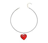 FHGSPQWM Collier tendance avec symbole d'amour rouge en forme de cœur - Chaîne de cou réglable - Accessoire pour elle - Pendentif en verre élégant pour la Saint-Valentin, One Size, Comme décrit, Comme