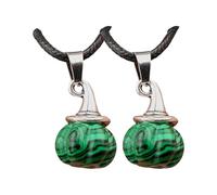 FHGSPQWM Collier unisexe réglable avec pendentif citrouille chapeau de sorcière et pierre d'agate naturelle sur cordon noir Bijoux d'Halloween Festival Bijoux, taille unique, Comme décrit, Comme