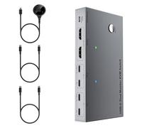 FHGSPQWM Commutateur KVM USB C pour 2 ordinateurs portables Configuration double moniteur 4K @ 60 Hz 80 W Charge 5 Gbit/s Transfert de données pour ordinateurs portables Accessoires Commutateur KVM