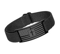 FHGSPQWM Croix de drapeau américain pour homme en acier inoxydable - Bijoux religieux réglables - Accessoire basé sur la foi - Chaîne en acier inoxydable avec drapeau américain, One Size, Comme décrit