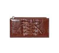 FHGSPQWM Élégant nœud papillon long portefeuille mode coréenne grande capacité de stockage de cartes organisateurs de pièces de monnaie section pratique PU porte-cartes portefeuille de voyage, marron