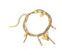 FHGSPQWM Élégante chaîne de poignet réglable en acier inoxydable avec breloque en forme de cœur pour un usage quotidien, tenue formelle décontractée, bijou minimaliste réglable, taille unique, Comme