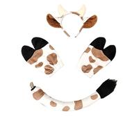 FHGSPQWM Ensemble d'accessoires de déguisement de vache 3 pièces avec oreilles, queue, gants pour Noël, Halloween, oreilles de vache, bandeau, queue, gants, costume pour adultes