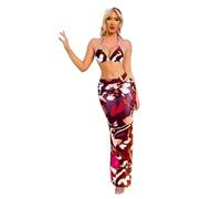 FHGSPQWM Ensemble de maillot de bain quatre pièces à choix de tailles multiples mettant en évidence le foulard texture polyester confortable pour les routines actives foulard maillot de bain