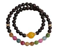 FHGSPQWM Grenats naturels à double boucle empilable tendance pour femme - Superposition élégante au quotidien et formel - Grenat naturel accrocheur - Double boucle pour des atmosphères positives