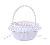 FHGSPQWM Panier de procession en perles pour fleurs fabriqué à partir de matériaux en polyester lavable élégant panier à fleurs de mariage