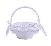 FHGSPQWM Panier en tissu blanc scintillant avec bords ornementaux pour cadeau, présentation, mariage, événement, décoration élégante