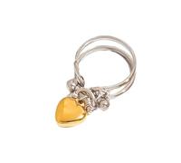 FHGSPQWM Pendentif en forme de cœur robuste en acier inoxydable - Double couche - Décoration pour femme - Tendance et élégante - Anneaux en acier inoxydable, One Size, Comme décrit, Comme décrit.