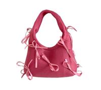 FHGSPQWM Petit sac à main tendance en polyester avec nœud décoratif, couleur décontractée, petit sac à main pour femme et fille, sac à main de magasinage décontracté français vintage, b