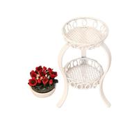 FHGSPQWM Plateforme d'exposition miniature polyvalente à 2 niveaux - Support circulaire en fer pour maisons de poupées, accessoires de décoration créative, double support en fer