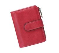 FHGSPQWM Portefeuille court européen rétro en PU construction spacieuse bloquant l'intérieur porte-monnaie taille compacte pour femme mode cuir PU voyage pour affaires, Rouge, Beauté de masse