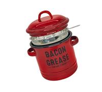 FHGSPQWM Récipient à graisse de bacon émaillé à double poignée avec passoire et cuillère multifonctionnelle Gadget de cuisine Récipient d'assaisonnement émaillé
