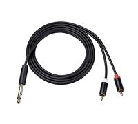 FHGSPQWM Répartiteur de câble 6,35 mm vers 2RCA 3,5 pour amplificateur de smartphone, lecteur Blu-ray, Home Cinéma, câble d'extension femelle pour téléphone de voiture avec bouton de sourdine